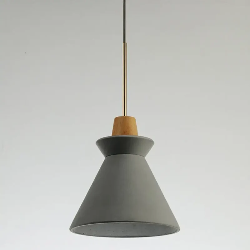 Betonnen Hanglamp met Houten Armatuur – Minimalistisch Design voor Eetkamer | Sansoti