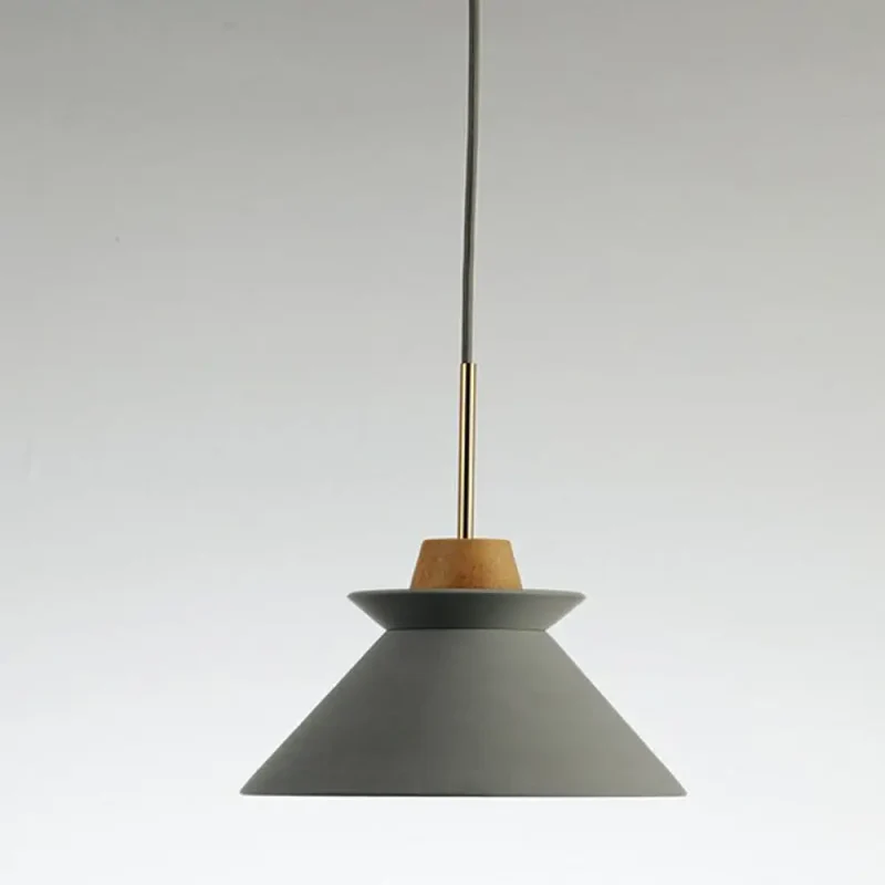 Betonnen Hanglamp met Houten Armatuur – Minimalistisch Design voor Eetkamer | Sansoti