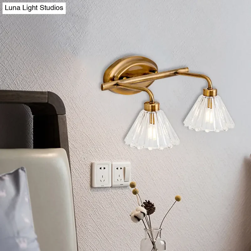 Glazen Wandlamp Kegel met Messing Afwerking – Modern Design met LED-Verlichting voor Badkamer en Toilet | Sansoti