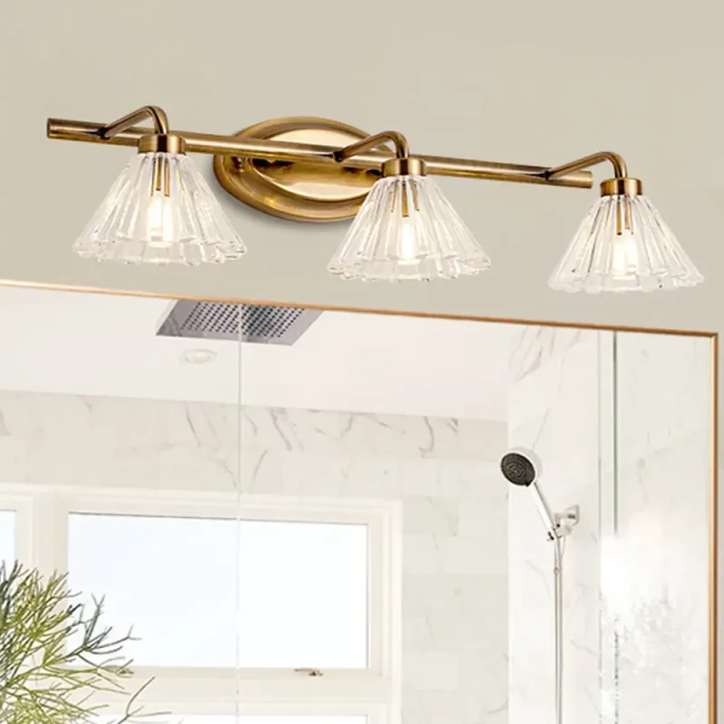 Glazen Wandlamp Kegel met Messing Afwerking – Modern Design met LED-Verlichting voor Badkamer en Toilet | Sansoti