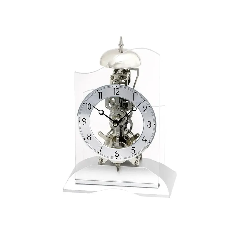 AMS T1186 Tischuhr Silber • 14-Tage-Schlagwerk • Mineralglas