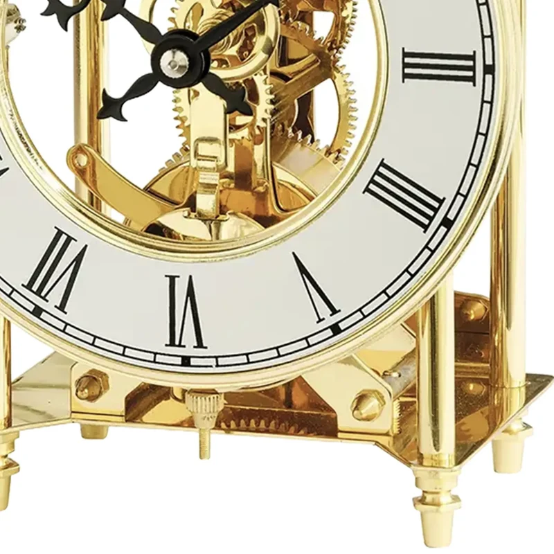 AMS Skelett-Tischuhr 1183 Tischuhr Gold • 14-Tage-Schlagwerk • Offenliegendes Uhrwerk