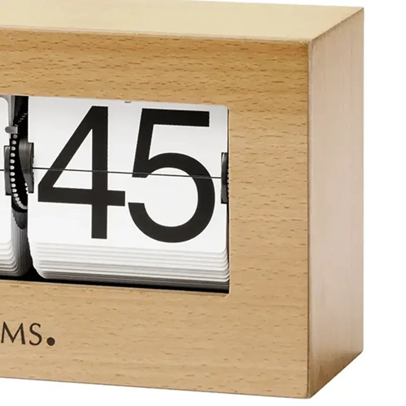 AMS 1175/18 Tischuhr / Flip Clock Buche • Massivholz-Gehäuse • 24-Stunden-Anzeige