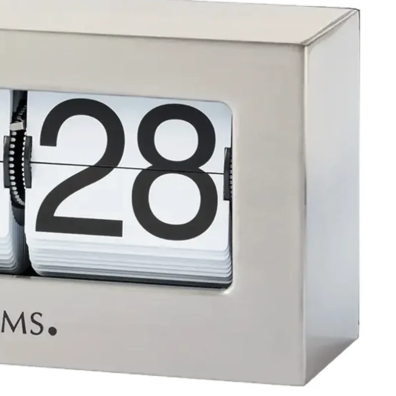AMS T1175 Tischuhr / Flip Clock Silber • Quarzwerk • 24h Zifferblatt