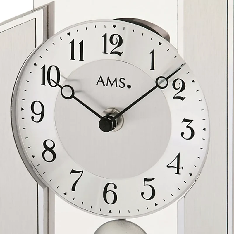 AMS Pendel-Tischuhr T1169 Tischuhr Silber • Quarzpendelwerk • Made in Germany