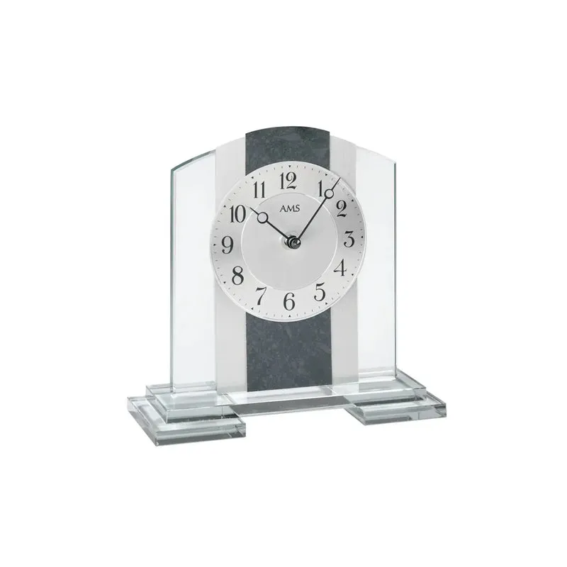 AMS T1121 Tischuhr Schiefer/Aluminium • Quarzwerk • Mineralglasgehäuse