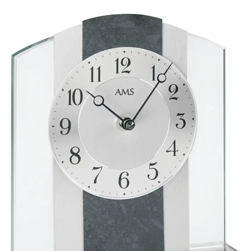 AMS T1121 Tischuhr Schiefer/Aluminium • Quarzwerk • Mineralglasgehäuse