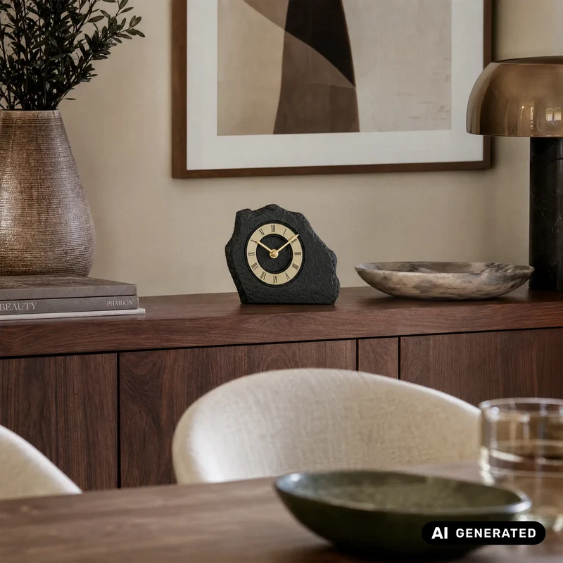 AMS T1105 Tischuhr Gold • Quarzwerk • Aluminium-Zahlenring