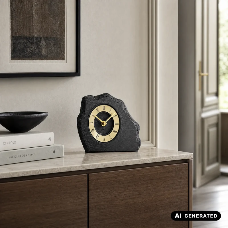 AMS T1105 Tischuhr Gold • Quarzwerk • Aluminium-Zahlenring