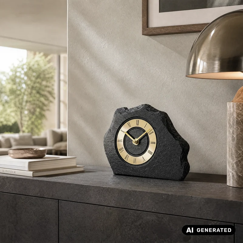 AMS T1105 Tischuhr Gold • Quarzwerk • Aluminium-Zahlenring