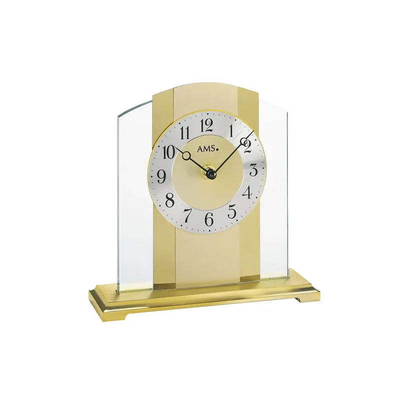 AMS T1119 Tischuhr Messing • Quarzwerk • Mineralglas