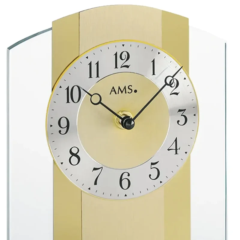 AMS T1119 Tischuhr Messing • Quarzwerk • Mineralglas