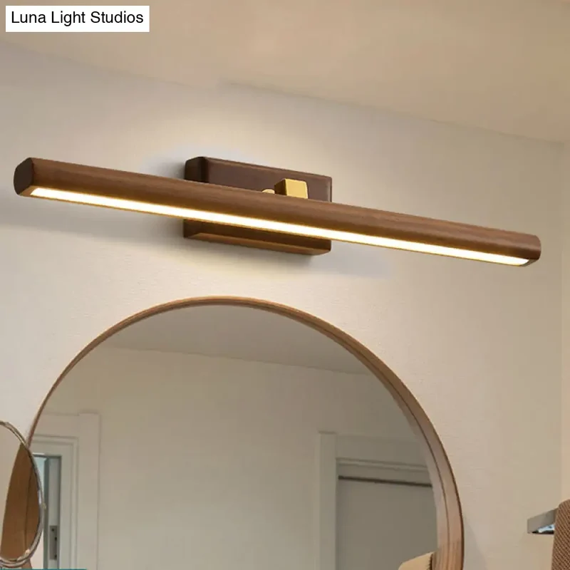 Scandinavische Wandlamp met Houten Accenten en Acryl Kap – Moderne LED Badkamerverlichting in Donker Hout | Sansoti