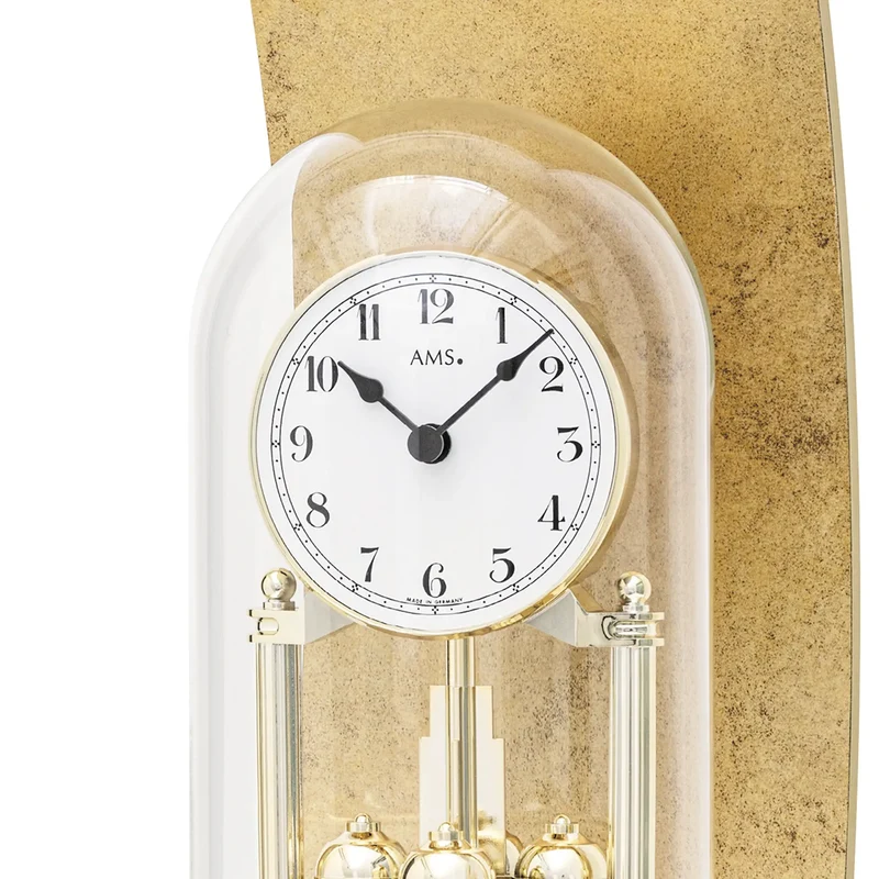 AMS Jahresuhr W7443 Standuhr Gold Antik • Quarz-Drehpendelwerk • Mineralglas