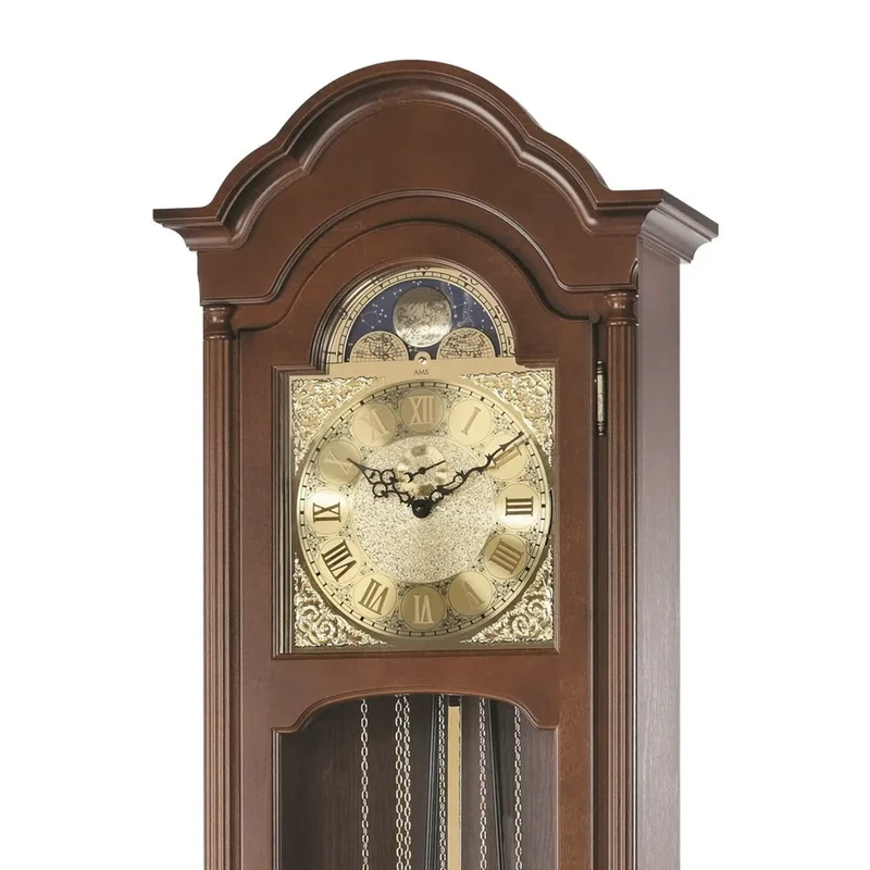 AMS S2022/1 Standuhr Nussbaum • Westminster Kettenzugwerk • Mondphase