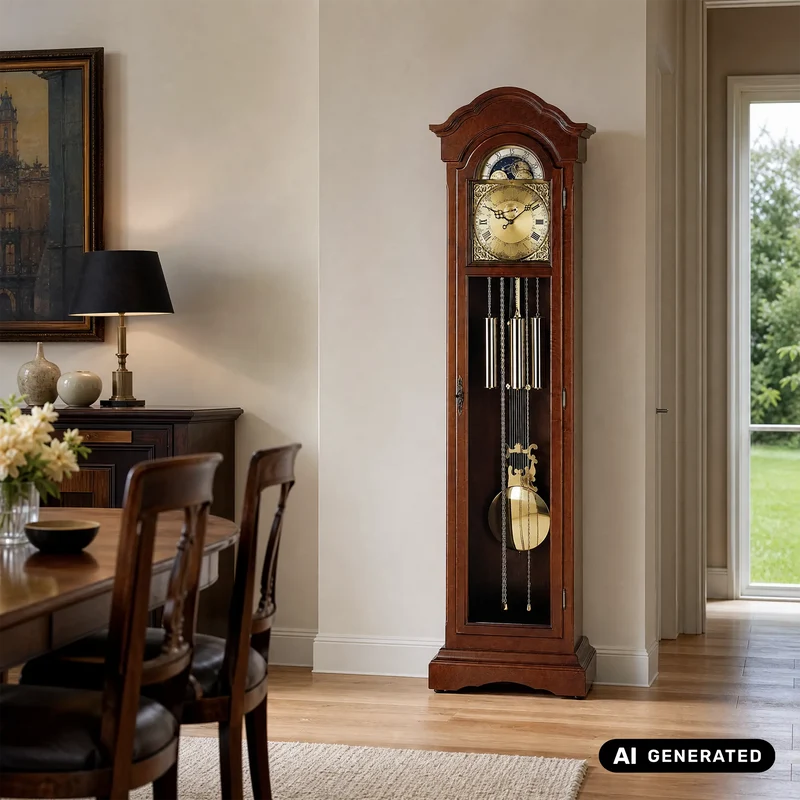 AMS S2021/1 Standuhr Nussbaum • Westminster Kettenzugwerk • Mondphase