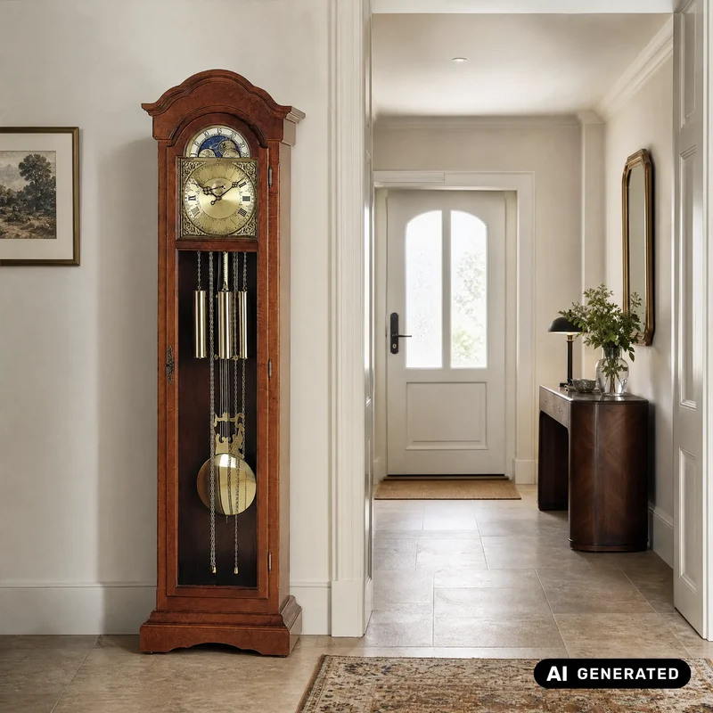AMS S2021/1 Standuhr Nussbaum • Westminster Kettenzugwerk • Mondphase