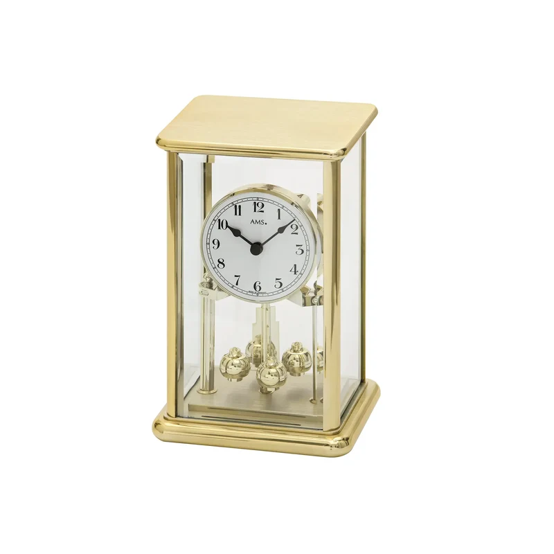 AMS Jahresuhr Isabelle J1211 Standuhr / Tischuhr Gold • Arabische Ziffern • Handgefertigte Produktion