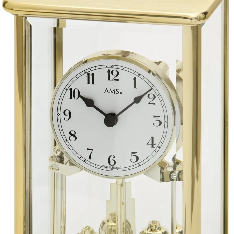 AMS Jahresuhr Isabelle J1211 Standuhr / Tischuhr Gold • Arabische Ziffern • Handgefertigte Produktion
