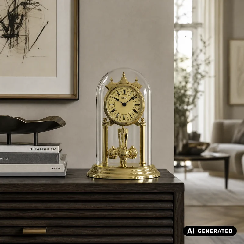 AMS Camille J1203 Standuhr Gold • Quarzwerk • Handgefertigt in Deutschland