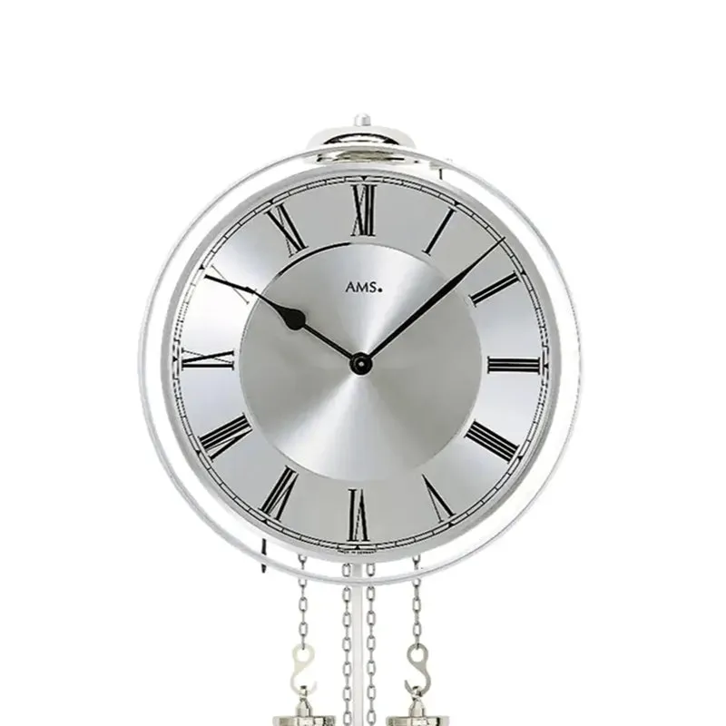 AMS Heimuhr H358 Wanduhr Silber • 8-Tage Schlagwerk auf Glocke • Schlagabstellung