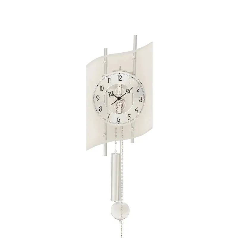 AMS Heimuhr H306 Standuhr Silber • 8-Tage-Schlagwerk auf Glocke • Bedrucktes Mineralglas