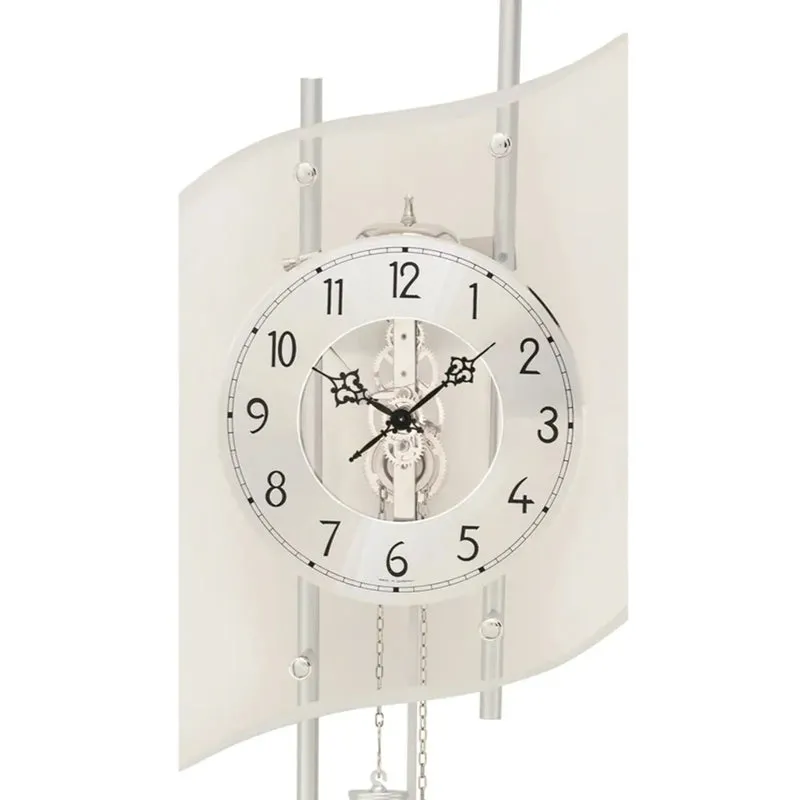 AMS Heimuhr H306 Standuhr Silber • 8-Tage-Schlagwerk auf Glocke • Bedrucktes Mineralglas