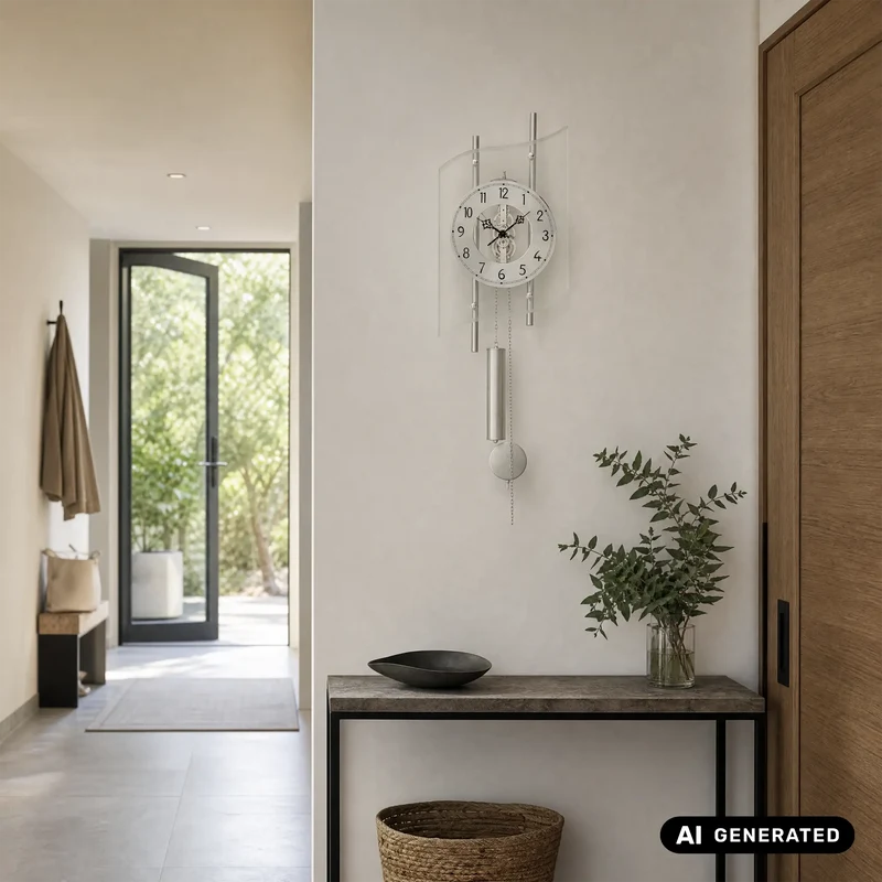 AMS Heimuhr H306 Standuhr Silber • 8-Tage-Schlagwerk auf Glocke • Bedrucktes Mineralglas