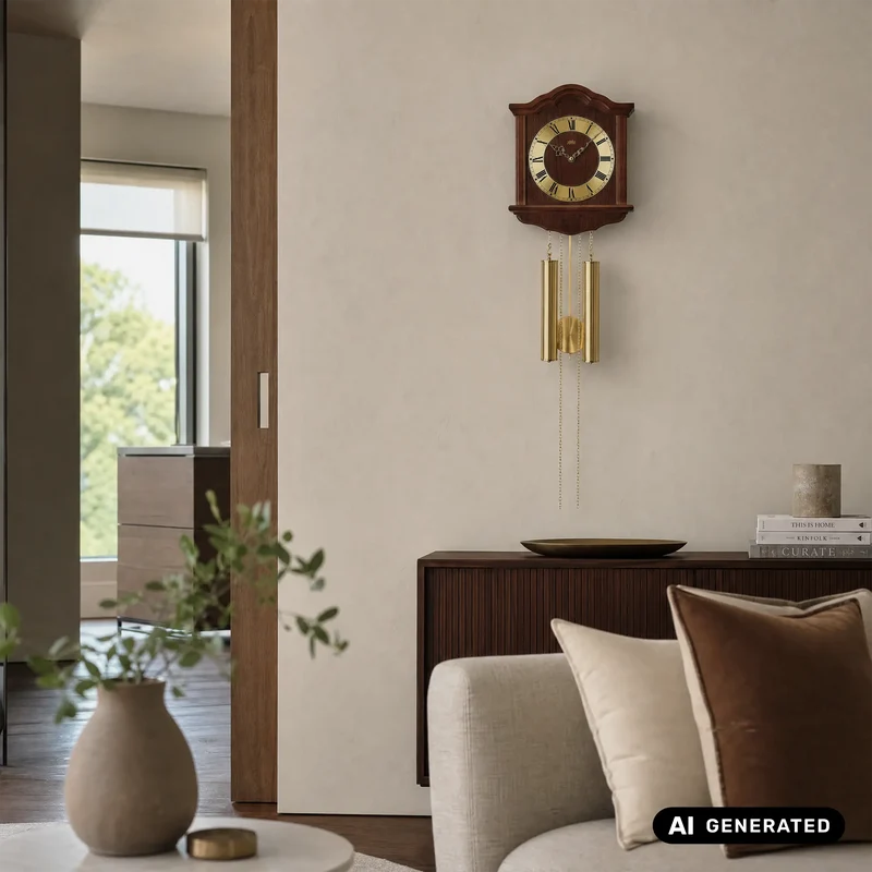 AMS Heimuhr H206/1 Wanduhr Nussbaum • 8-Tage BimBam-Schlagwerk • Teilmassives Gehäuse