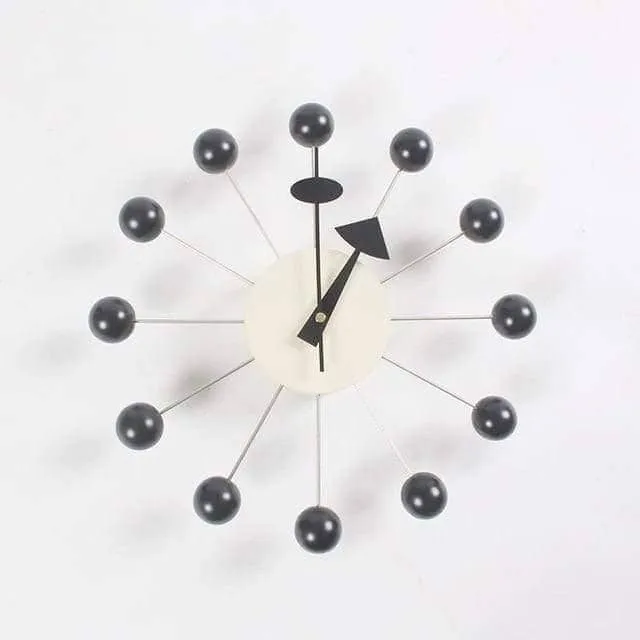 Abstracte 3D-Bal Wandklok – Scandinavisch Minimalistisch Design 32 cm Siliconen Quartz Stille Uurwerk Decoratief Interieur Zwart Grijs | Sansoti