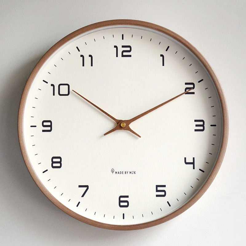 Houten Wandklok Stil Uurwerk Scandinavisch Design Ø25 cm Ø30 cm Natuurlijke Houtlook Geruisloos Kwartsuurwerk Woonkamer Slaapkamer | Sansoti