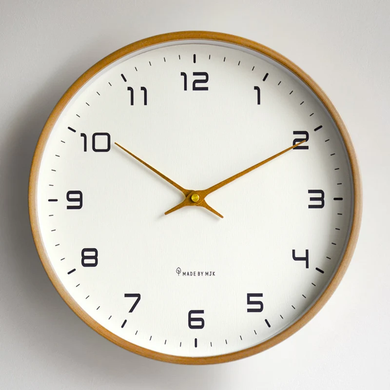 Houten Wandklok Stil Uurwerk Scandinavisch Design Ø25 cm Ø30 cm Natuurlijke Houtlook Geruisloos Kwartsuurwerk Woonkamer Slaapkamer | Sansoti