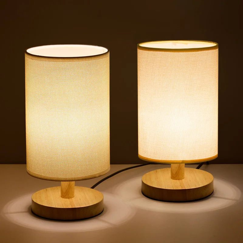 Organische Tafellamp Hout & Linnen – Dimbaar met Afstandsbediening & Touch | 3 Lichtkleuren | Sansoti