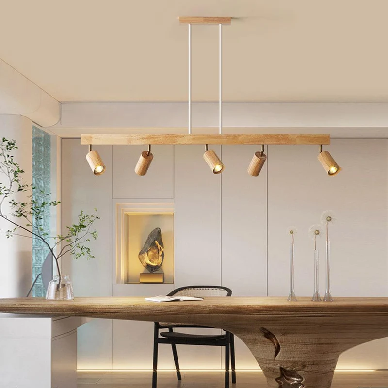 Modulaire Houten Plafondlamp met Verstelbaar Licht – Scandinavisch Design | Sansoti