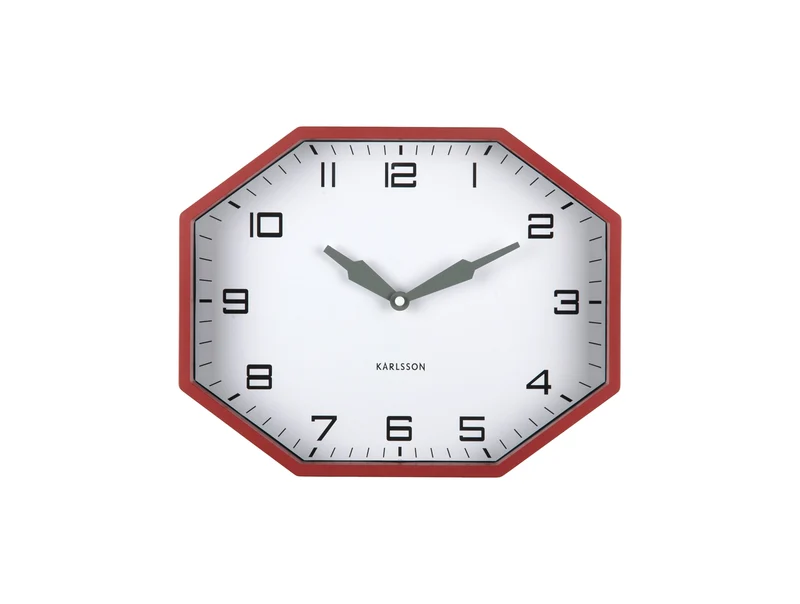 Karlsson Modern Factory Octagon KA6067RD Wecker Ockerrot • Geräuschloses Sweep-Uhrwerk • Retro-Design