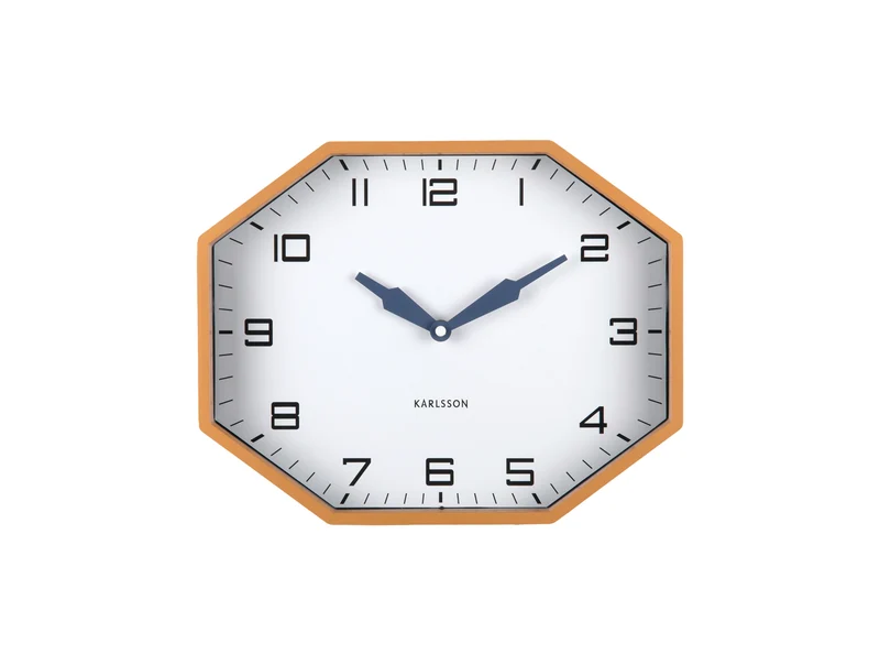 Karlsson Modern Factory Octagon KA6067YE Wecker Ockergelb • Geräuschloses Sweep-Uhrwerk • Retro-Design