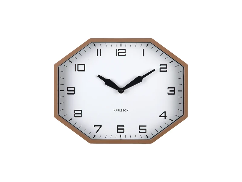 Karlsson Modern Factory Octagon KA6067BR Wecker Mokkabraun • Geräuschloses Sweep-Uhrwerk • Retro Oktagon-Design