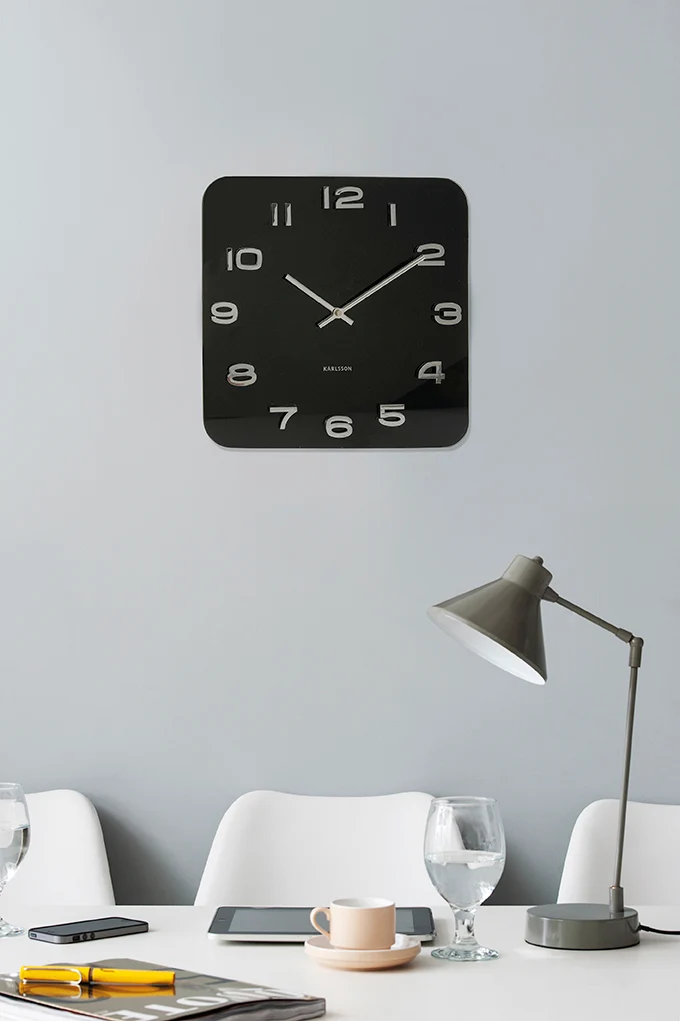 Karlsson Vintage Squared KA4398 Wanduhr Schwarz • Offenes Zifferblatt • Retro-Design von BOX32