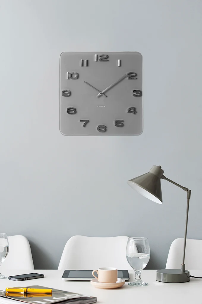Karlsson Vintage Squared KA5488GY Wanduhr Grau • Offenes Zifferblatt • Vintage Design