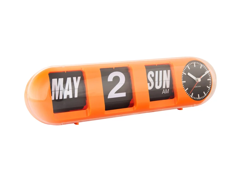 Karlsson Tube Flip KA6032OR Wanduhr Orange • Klappzahlen-Anzeige • Wand- und Tischnutzung