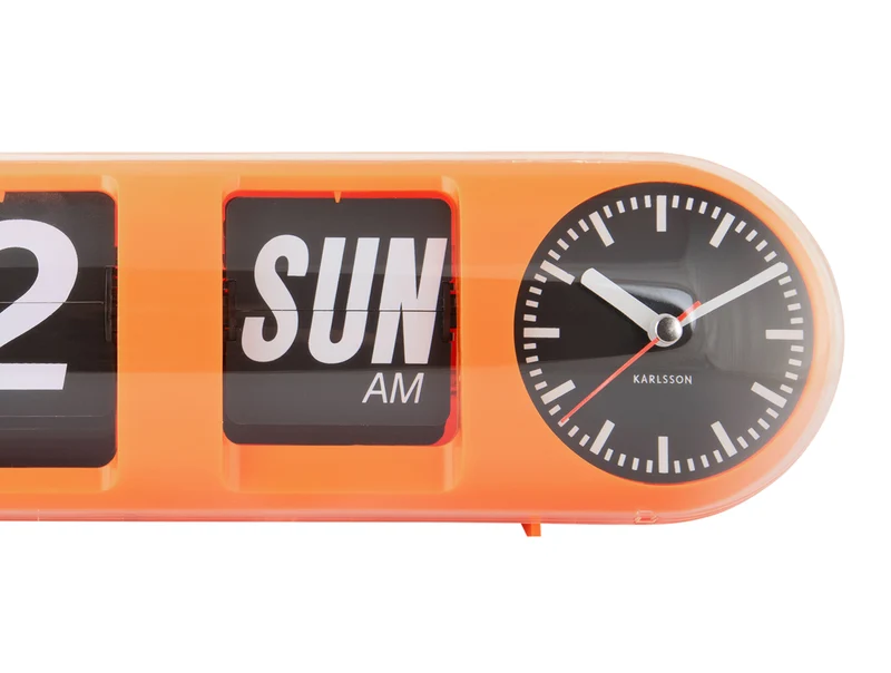 Karlsson Tube Flip KA6032OR Wanduhr Orange • Klappzahlen-Anzeige • Wand- und Tischnutzung