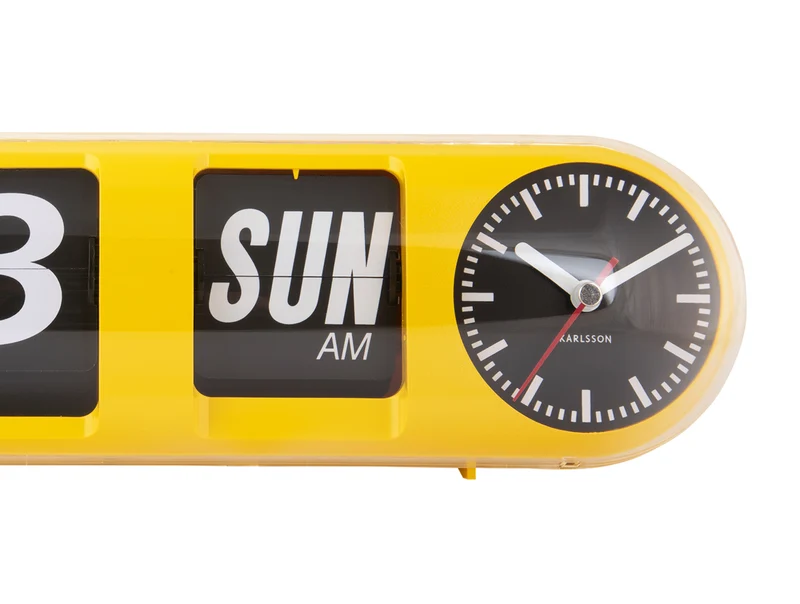 Karlsson Tube Flip KA6032YE Wanduhr Leuchtgelb • Klappzahlen-Anzeige • Retro-Design