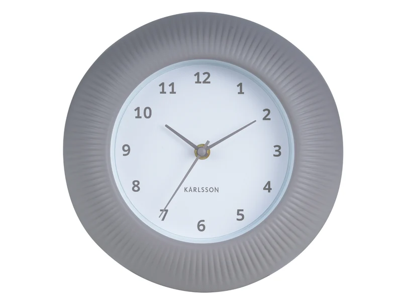 Karlsson Tender Rib KA6048WG Wanduhr Warmgrau • Sweep-Uhrwerk • Rillenstruktur-Zifferblatt