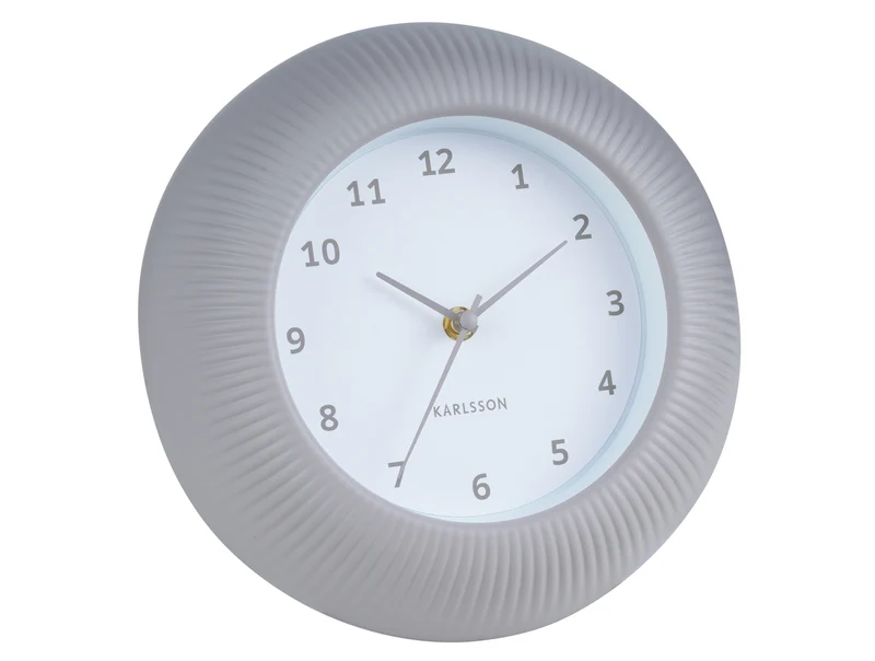 Karlsson Tender Rib KA6048WG Wanduhr Warmgrau • Sweep-Uhrwerk • Rillenstruktur-Zifferblatt