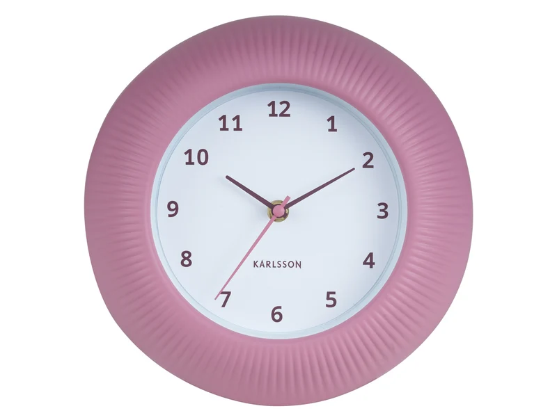 Karlsson Tender Rib KA6048PI Wanduhr Rosé • Sweep-Uhrwerk • Geripptes Zifferblatt-Relief