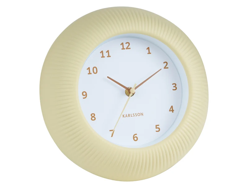 Karlsson Tender Rib KA6048LY Wanduhr Softgelb • Sweep-Uhrwerk • Relief-Zifferblatt