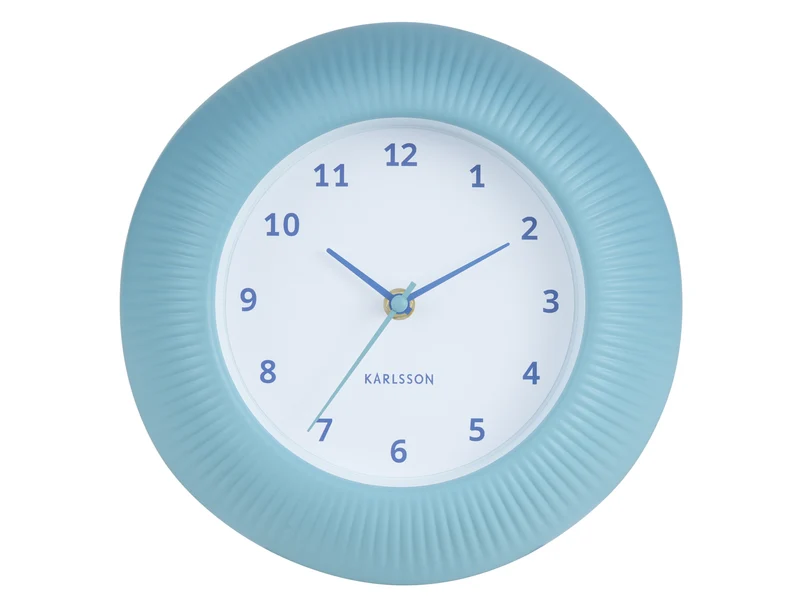 Karlsson Tender Rib KA6048BL Wanduhr Misty Blue • Geräuschloses Sweep-Uhrwerk • Reliefstruktur-Zifferblatt