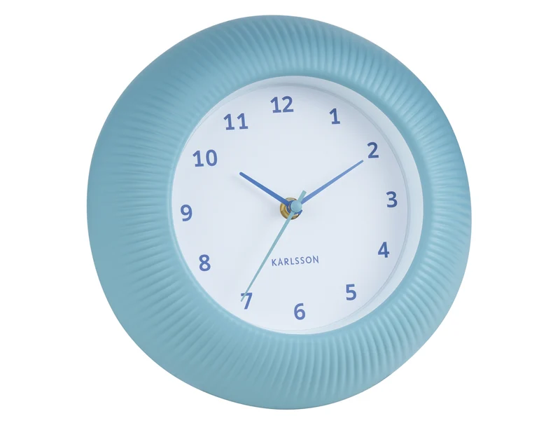 Karlsson Tender Rib KA6048BL Wanduhr Misty Blue • Geräuschloses Sweep-Uhrwerk • Reliefstruktur-Zifferblatt