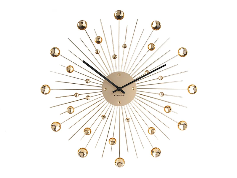 Karlsson Sunburst Large KA4859GD Wanduhr Gold • Strahlend-goldenes Kristall-Design • Auffälliger Sonnenschliff