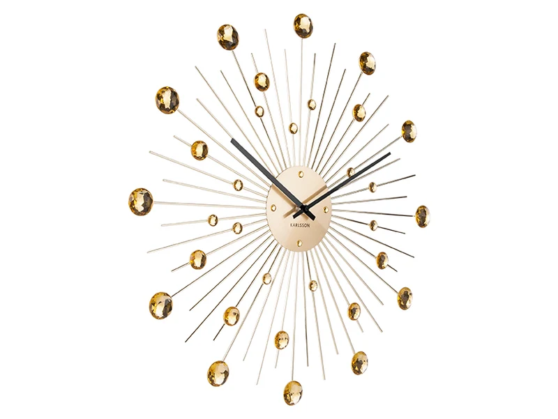 Karlsson Sunburst Large KA4859GD Wanduhr Gold • Strahlend-goldenes Kristall-Design • Auffälliger Sonnenschliff